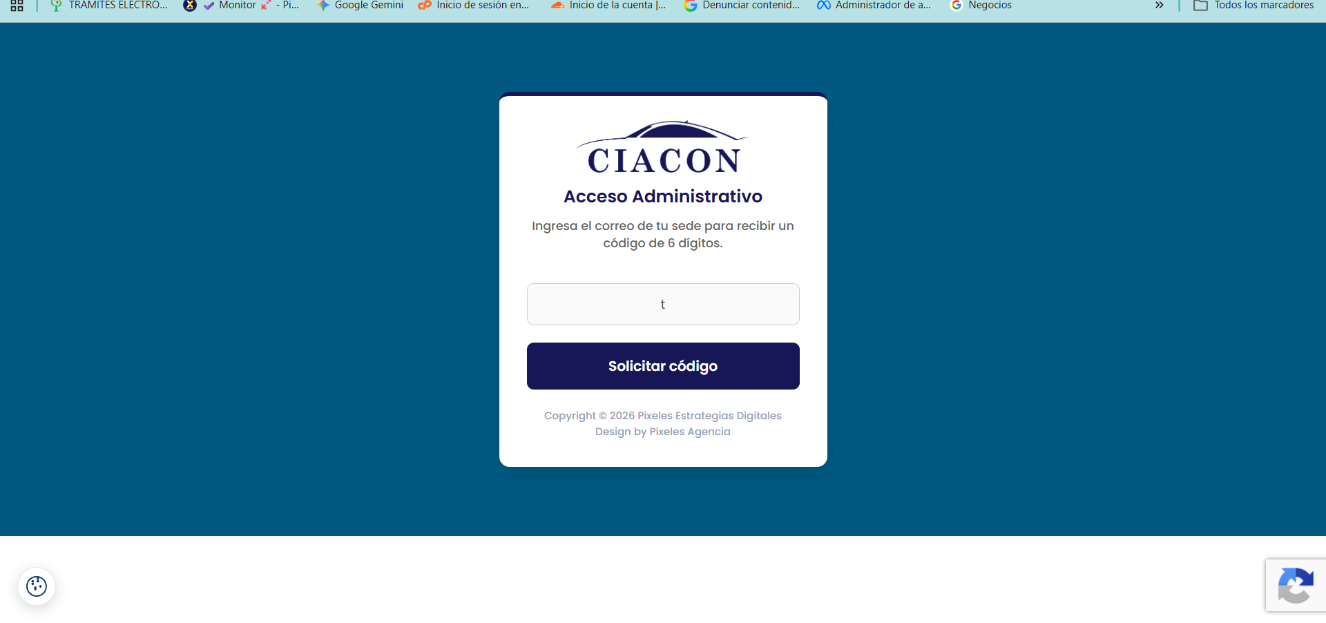 Acceso administrativo de Agenda Vial PRO en CIACON SAS